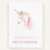 Carnet Sketchbook licorne rose blanc fille (Devant)