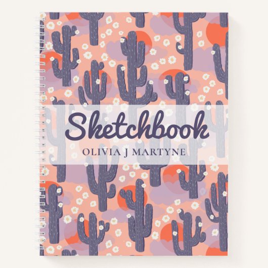 Carnet Sketchbook Modern Cactus Personnalisé (Devant)