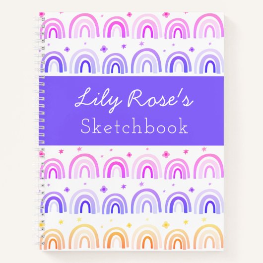 Carnet Sketchbook Motif Rainbow personnalisé (Devant)