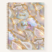 Carnet Sketchbook or beige agate nom holographique (Devant)