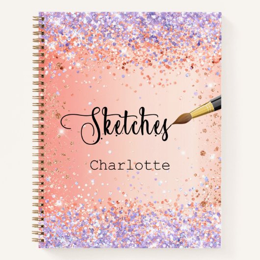 Carnet Sketchbook orange violet rose or parties scintilla (Devant)