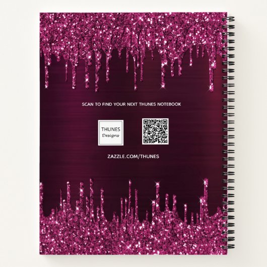 Carnet Sketchbook parties scintillant bordeaux nom goutte (Dos)