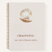 Carnet Sketchbook perle de coquillage de mer beige modern (Devant)