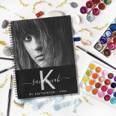 Carnet Sketchbook photo personnalisée noir blanc monogram