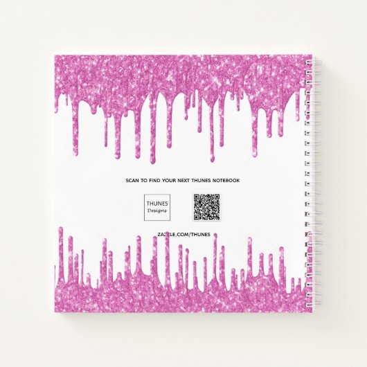 Carnet Sketchbook rose blanc parties scintillant gouttes (Dos)