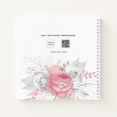Carnet Sketchbook rose floral argent feuillage blanc (Dos)