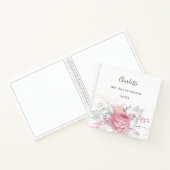 Carnet Sketchbook rose floral argent feuillage blanc (Intérieur)