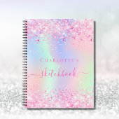 Carnet Sketchbook rose holographique nom de la licorne