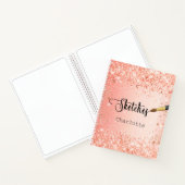 Carnet Sketchbook rose orange or parties scintillant nom  (Intérieur)