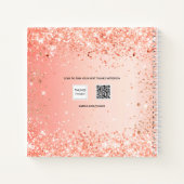 Carnet Sketchbook rose orange or parties scintillant nom  (Dos)
