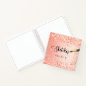 Carnet Sketchbook rose orange or parties scintillant nom  (Intérieur)