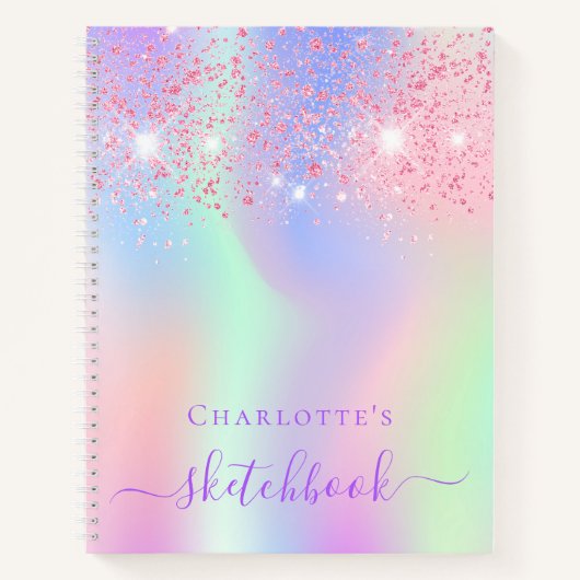 Carnet Sketchbook rose violet hologirl (Devant)