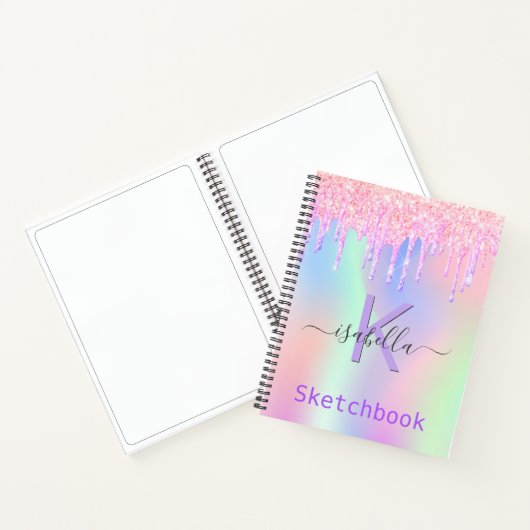 Carnet Sketchbook rose violet parties scintillant iridesc (Intérieur)