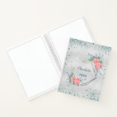 Carnet Sketchbook silver florals green glitter dust name  (Intérieur)
