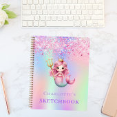 Carnet Sketchbook sirène princesse holographique rose