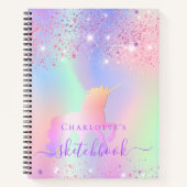 Carnet Sketchbook unicorn parties scintillant rose irides (Devant)