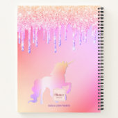 Carnet Sketchbook unicorn parties scintillant rose irides (Dos)
