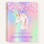 Carnet Sketchbook unicorn rose holographique (Devant)