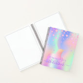 Carnet Sketchbook unicorne diamants rose iridescente nom (Intérieur)