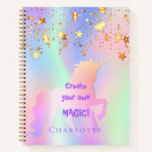 Carnet Sketchbook unicorne or rose étoiles holographique (Devant)