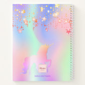 Carnet Sketchbook unicorne rose pourpre iridescente nom (Dos)