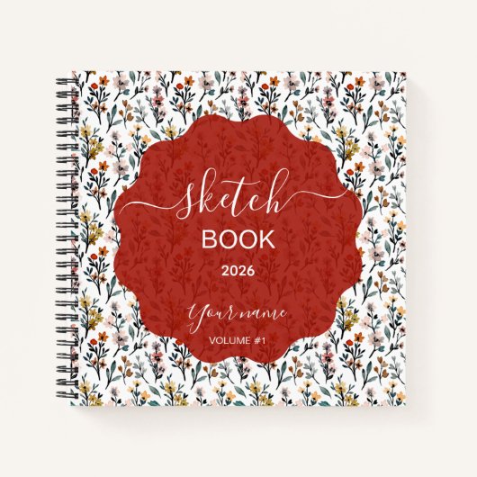 Carnet Sketchbook with Luxurious Floral Designs and Custo (Devant)