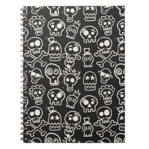 Carnet Sketchchy noir crâne papier peint sans couleur