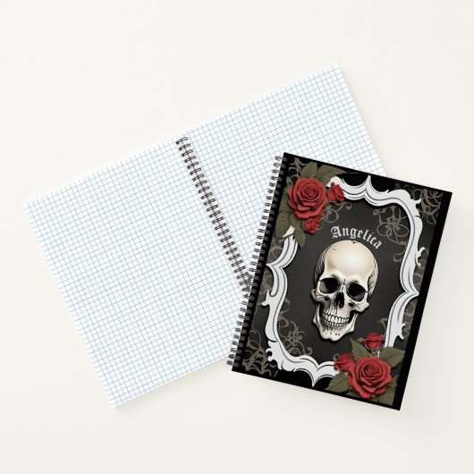 Carnet Skull with Roses and White Frame (Intérieur)