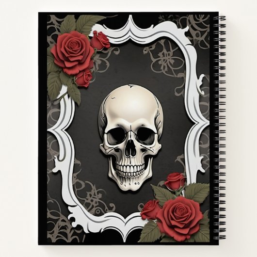 Carnet Skull with Roses and White Frame (Dos)
