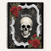 Carnet Skull with Roses and White Frame (Devant)