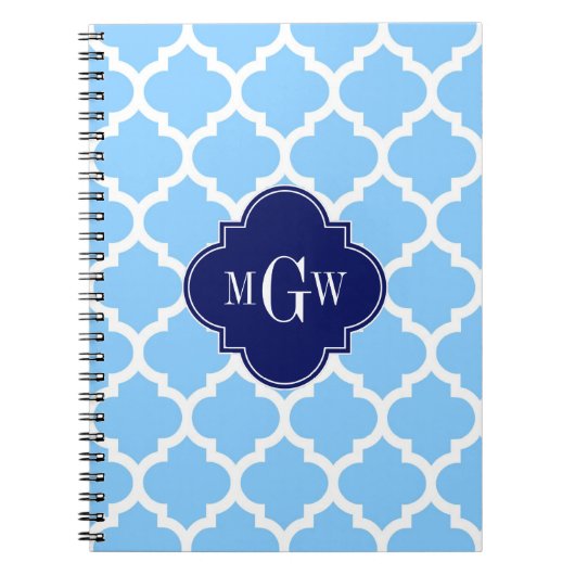 Carnet Sky Blue What Marocain #5 Navy Blu 5c Nom Monogram (Devant)
