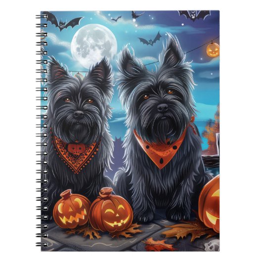 Carnet Skye Terrier Halloween Éffrayant (Devant)