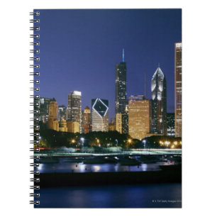 Carnet Skyline du centre-ville de Chicago la nuit
