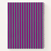 Carnet Slate Grey Fuchsia Elegant Stripes Nom (Dos)