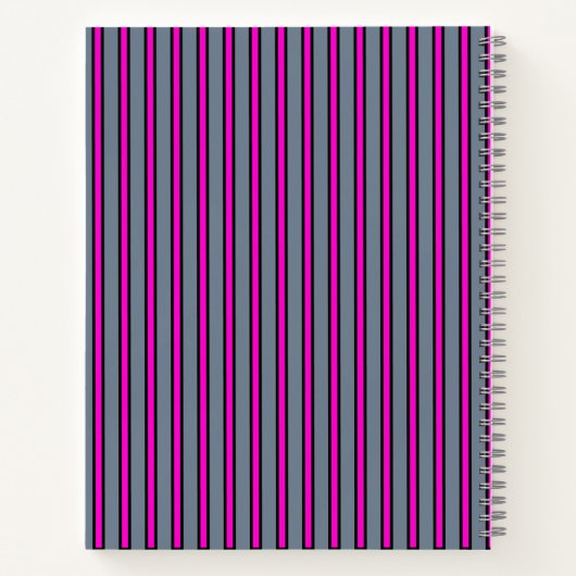 Carnet Slate Grey Fuchsia Elegant Stripes Nom (Dos)