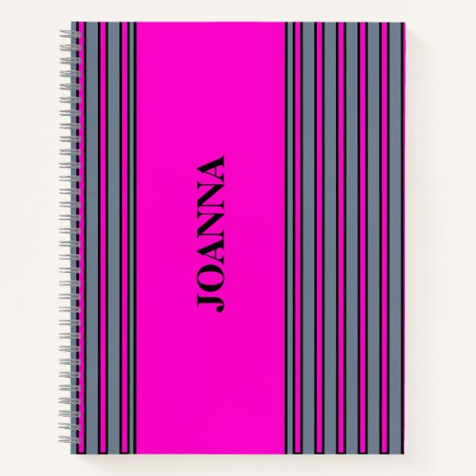 Carnet Slate Grey Fuchsia Elegant Stripes Nom (Devant)