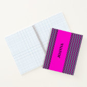 Carnet Slate Grey Fuchsia Elegant Stripes Nom (Intérieur)