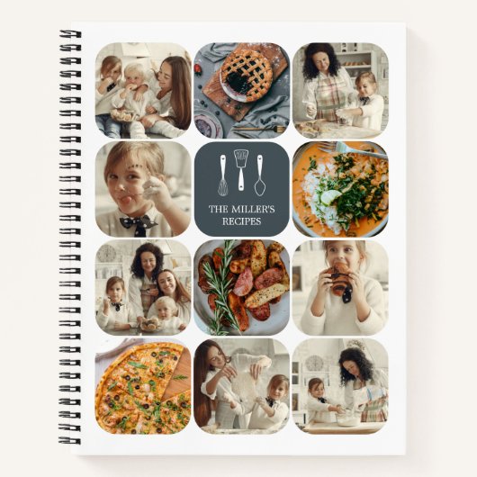 Carnet Slate Grey Photo Collage Recettes de la famille (Devant)
