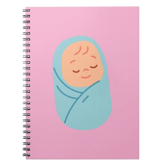 Carnet Sleeping Baby Swaddled in Blue (Devant)