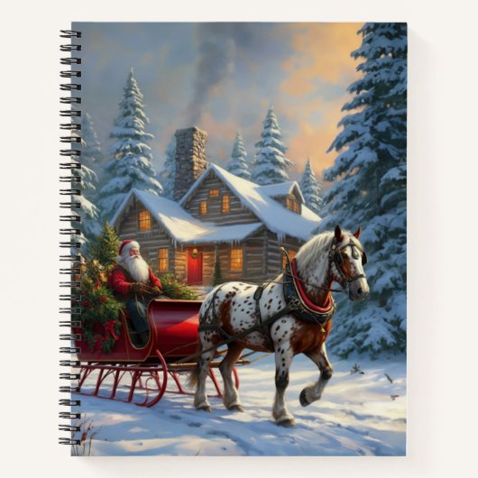 Carnet Sleigh Père Noël à cheval de Noël (Devant)