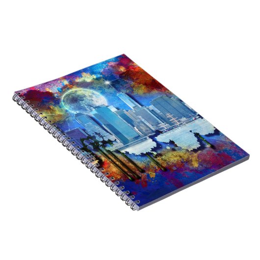 Carnet SlipperyJoe NYC graffiti lune entourée de tourbill (Côté Droit)