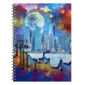 Carnet SlipperyJoe NYC graffiti lune entourée de tourbill (Devant)