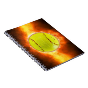 Carnet SlipperyJoe's softball en feu flammes boule de feu
