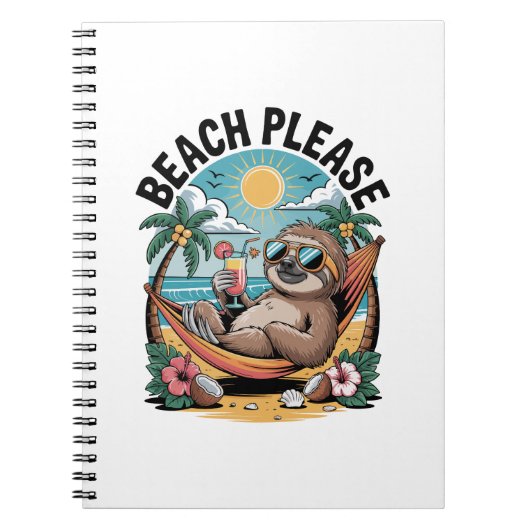 Carnet Sloth avec glace Crème Plage d'été S'il vous plaît (Devant)