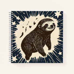 Carnet Sloth de rêve - Nuit étoilée dans Linocut Lines