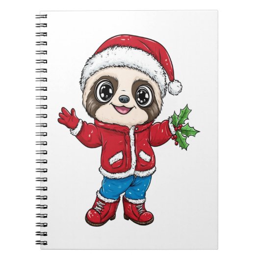 Carnet Sloth en dessin portant Noël (Devant)