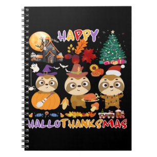 Carnet Sloth Hallothanksmas heureux Drôle Halloween Thank