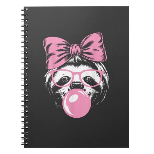 Carnet Sloth Wearing Glasses and Blowing Pink Bubble Gum  (Devant)