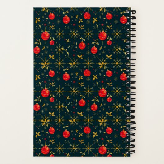 Carnet Small Festive Christmas Notebook - Red Ornaments (Verso)
