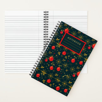 Carnet Small Festive Christmas Notebook - Red Ornaments